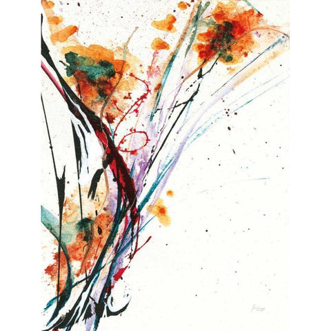 Floral Explosion II on White Black Modern Wood Framed Art Print by Griggs, Jan