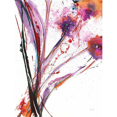 Floral Explosion III on White Black Modern Wood Framed Art Print with Double Matting by Griggs, Jan