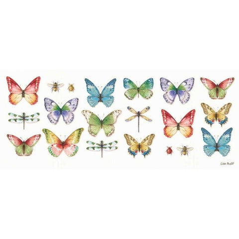 Colorful Breeze Bright Butterflies and Bugs Black Modern Wood Framed Art Print with Double Matting by Audit, Lisa