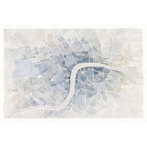 Watercolor Wanderlust London White Modern Wood Framed Art Print by Marshall, Laura