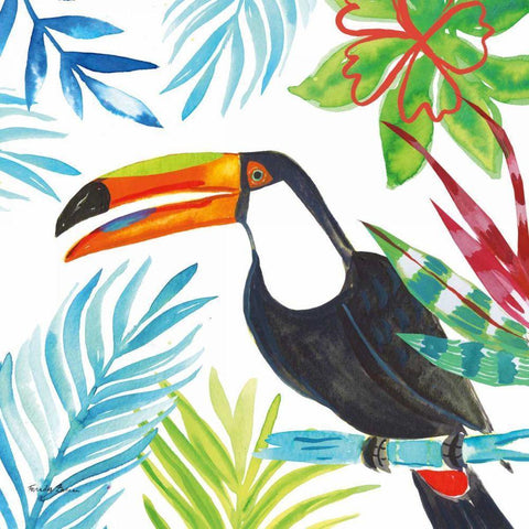 Tropicana II White Modern Wood Framed Art Print by Zaman, Farida