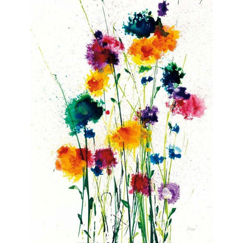 New Blooms on White Black Modern Wood Framed Art Print with Double Matting by Griggs, Jan