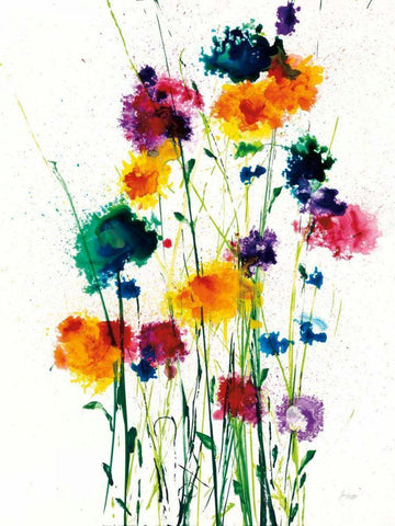 New Blooms on White White Modern Wood Framed Art Print with Double Matting by Griggs, Jan