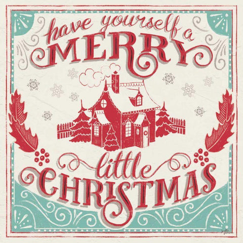 Merry Little Christmas V Black Modern Wood Framed Art Print with Double Matting by Penner, Janelle