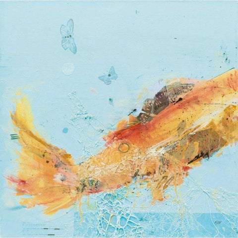 Fish in the Sea I Aqua Black Modern Wood Framed Art Print by Day, Kellie