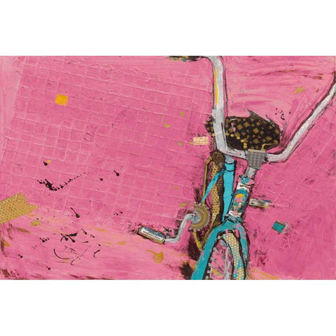 Perky Ts Pink Aqua Crop Black Modern Wood Framed Art Print with Double Matting by Day, Kellie