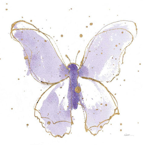 Gilded Butterflies II Lavender Black Ornate Wood Framed Art Print with Double Matting by Novak, Shirley