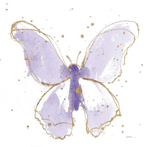 Gilded Butterflies II Lavender Black Modern Wood Framed Art Print by Novak, Shirley