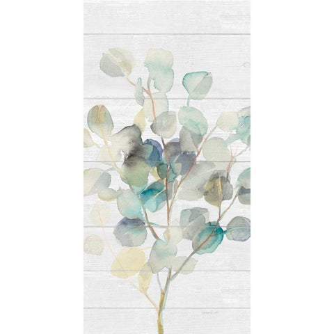 Eucalyptus III on Shiplap Crop White Modern Wood Framed Art Print by Nai, Danhui