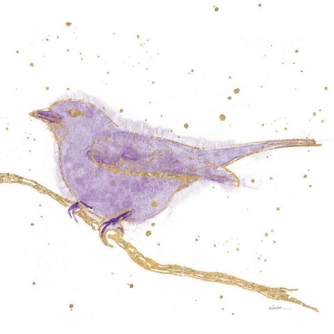 Gilded Bird I Lavender Black Modern Wood Framed Art Print with Double Matting by Novak, Shirley