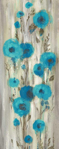 Roadside Flowers II Blue Crop White Modern Wood Framed Art Print with Double Matting by Vassileva, Silvia