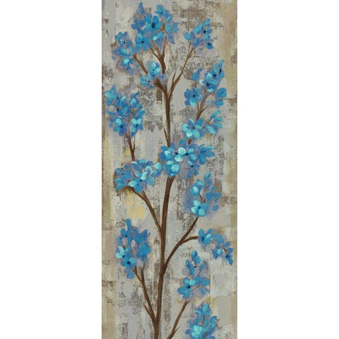 Almond Branch I Blue Crop Black Modern Wood Framed Art Print with Double Matting by Vassileva, Silvia