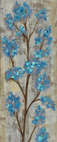 Almond Branch I Blue Crop Black Ornate Wood Framed Art Print with Double Matting by Vassileva, Silvia