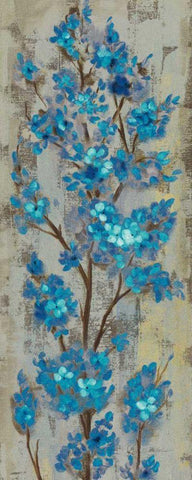 Almond Branch II Blue Crop Black Ornate Wood Framed Art Print with Double Matting by Vassileva, Silvia