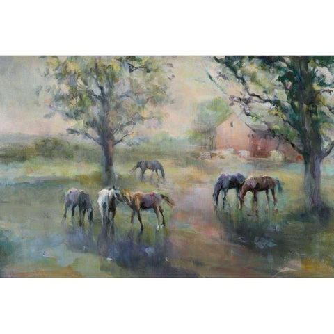 Daybreak on the Farm Gold Ornate Wood Framed Art Print with Double Matting by Hageman, Marilyn