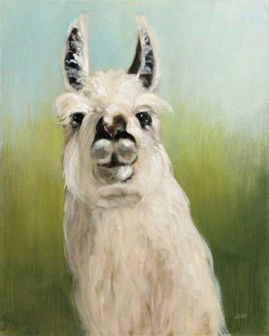 Whos Your Llama I White Modern Wood Framed Art Print with Double Matting by Purinton, Julia