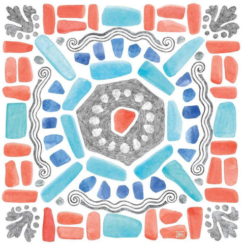 Coastal Sea Life X Black Ornate Wood Framed Art Print with Double Matting by Grove, Beth