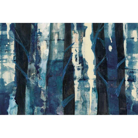 Deep Woods III Indigo Black Modern Wood Framed Art Print by Hristova, Albena