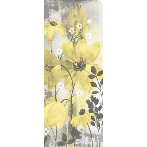 Floral Symphony Yellow Gray Crop II White Modern Wood Framed Art Print by Vassileva, Silvia