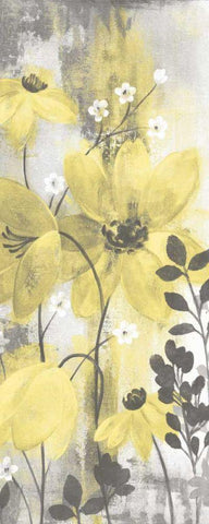 Floral Symphony Yellow Gray Crop II Black Ornate Wood Framed Art Print with Double Matting by Vassileva, Silvia