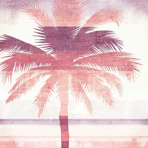 Beachscape Palms II Pink Purple Black Modern Wood Framed Art Print with Double Matting by Mullan, Michael