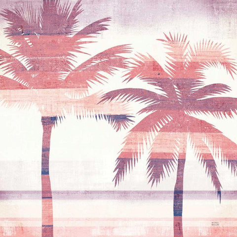 Beachscape Palms III Pink Purple White Modern Wood Framed Art Print with Double Matting by Mullan, Michael