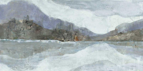 Light Winter Landscape Black Ornate Wood Framed Art Print with Double Matting by Hristova, Albena