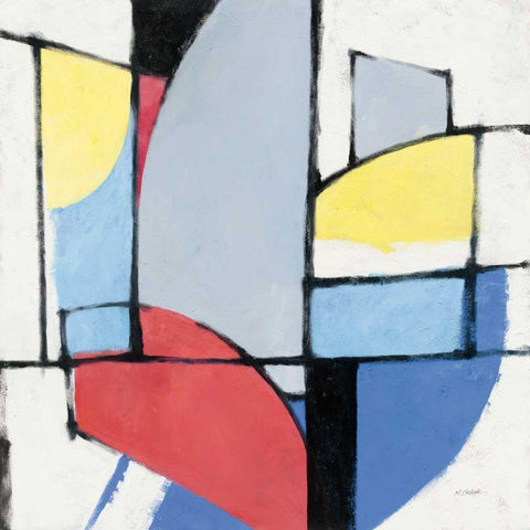 Primaries White Modern Wood Framed Art Print with Double Matting by Schick, Mike