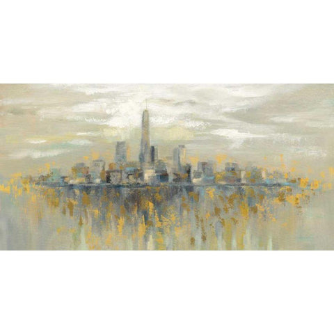 Manhattan Fog Black Modern Wood Framed Art Print by Vassileva, Silvia