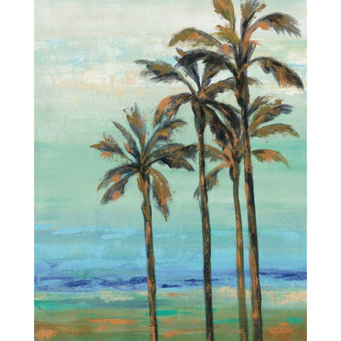 Copper Palms I Black Modern Wood Framed Art Print with Double Matting by Vassileva, Silvia