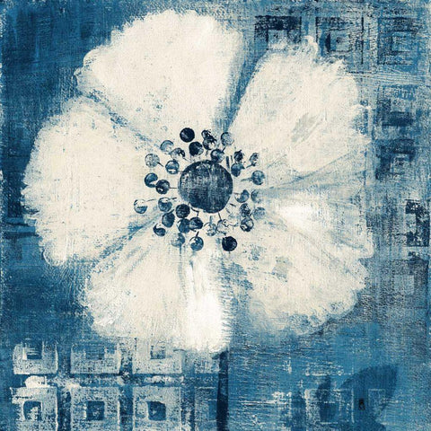 Daisy for Barbara Blue Crop Black Ornate Wood Framed Art Print with Double Matting by Studio Mousseau