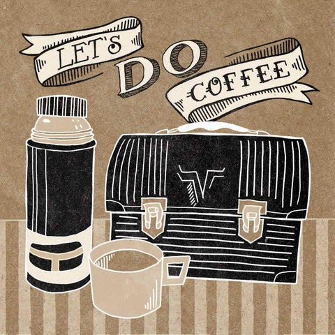 Lets Do Coffee Taupe Gold Ornate Wood Framed Art Print with Double Matting by Urban, Mary