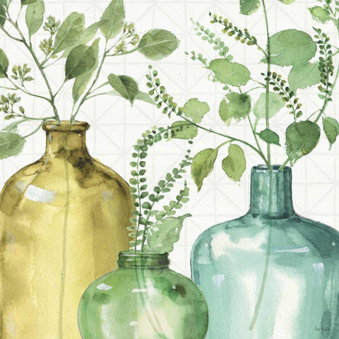 Mixed Greens LV White Modern Wood Framed Art Print with Double Matting by Audit, Lisa