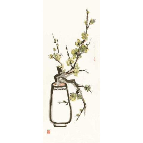 Moss Blossom White Modern Wood Framed Art Print by Paschke, Chris