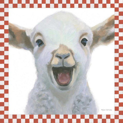 Farm Friends I Border White Modern Wood Framed Art Print with Double Matting by Sullivan, Myles