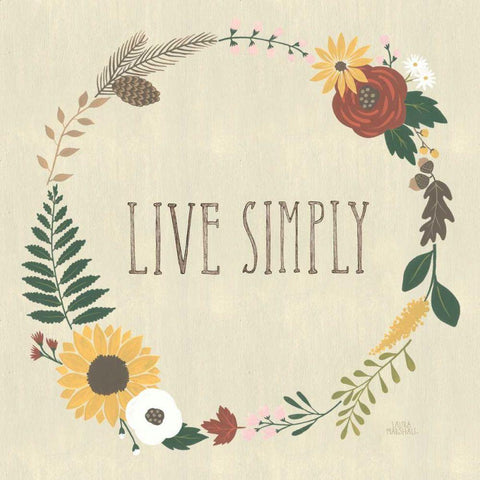 Autumn Garden Live Simply Black Modern Wood Framed Art Print with Double Matting by Marshall, Laura