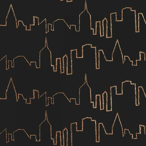 NY Chic Skyline gold on black Gold Ornate Wood Framed Art Print with Double Matting by Fabiano, Marco