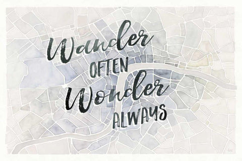 Watercolor Wanderlust London Adventure White Modern Wood Framed Art Print with Double Matting by Marshall, Laura