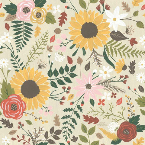 Autumn Garden Pattern VIII Gold Ornate Wood Framed Art Print with Double Matting by Marshall, Laura