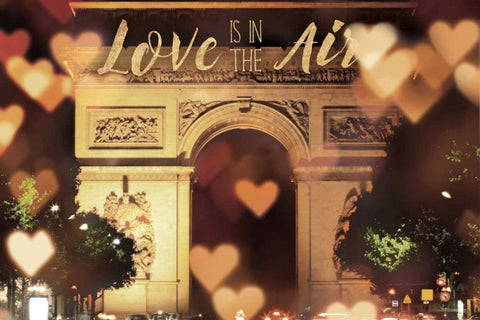 Love is in the Arc de Triomphe v2 Black Ornate Wood Framed Art Print with Double Matting by Marshall, Laura