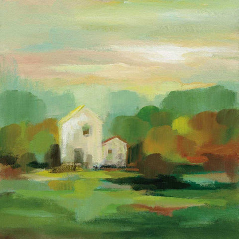 October Farm I v2 White Modern Wood Framed Art Print with Double Matting by Vassileva, Silvia