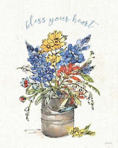 Texas Bluebonnet I White Modern Wood Framed Art Print with Double Matting by Tavoletti, Anne