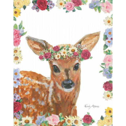 Flower Friends III White Modern Wood Framed Art Print by Adams, Emily