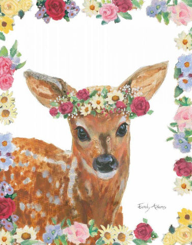 Flower Friends III Black Ornate Wood Framed Art Print with Double Matting by Adams, Emily