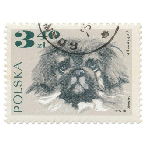 Poland Stamp III on White Gold Ornate Wood Framed Art Print with Double Matting by Wild Apple Portfolio