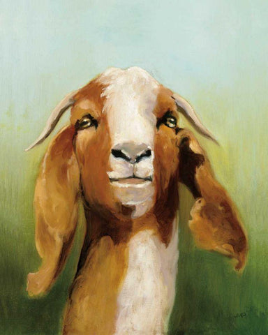 Got Your Goat v2 White Modern Wood Framed Art Print with Double Matting by Purinton, Julia