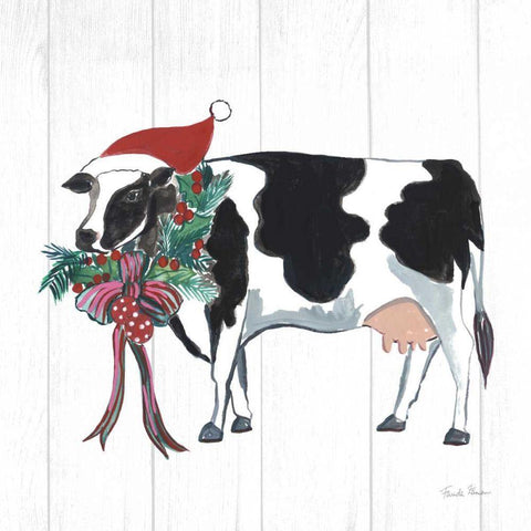 Holiday Farm Animals IV Black Modern Wood Framed Art Print with Double Matting by Zaman, Farida