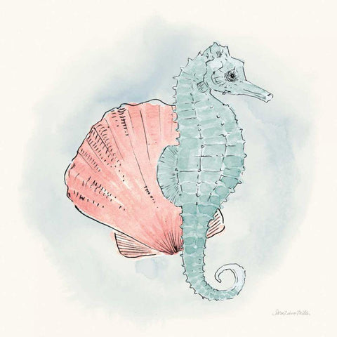 Sea Life III White Modern Wood Framed Art Print with Double Matting by Miller, Sara Zieve