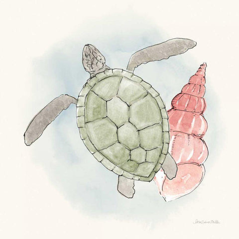 Sea Life IV White Modern Wood Framed Art Print with Double Matting by Miller, Sara Zieve
