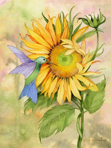 Summer Fun Bird White Modern Wood Framed Art Print with Double Matting by McKenna, Kathleen Parr